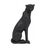 Sleek Black Leopard Metal Ornament - Tall 30cm Decor Piece