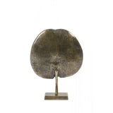 Antique Bronze Leaf Sculpture on Stand 25x6.5x34cm