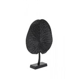 Black Leaf Sculpture on Stand - 25x6.5x34cm Metal Ornament