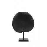 Black Leaf Sculpture on Stand - 25x6.5x34cm Metal Ornament