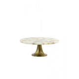 White Agate and Antique Bronze Round Footed Dish 33x13cm