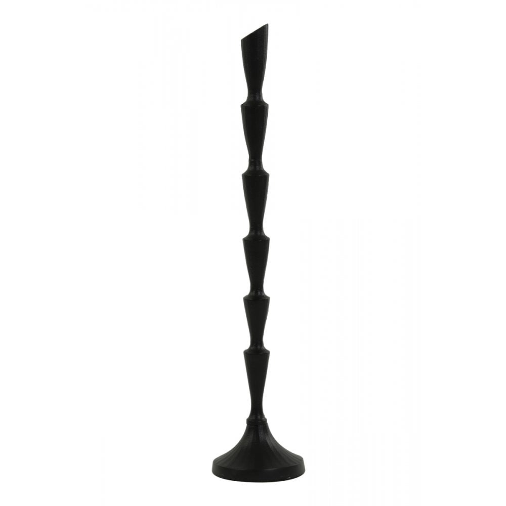 Tall Matte Black Metal Candle Holder 10x50cm