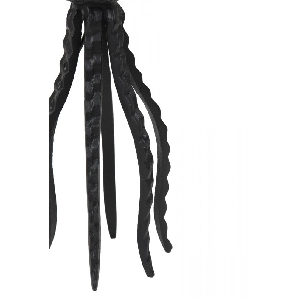 Octopus Matte Black Metal Candle Holder 12x25cm