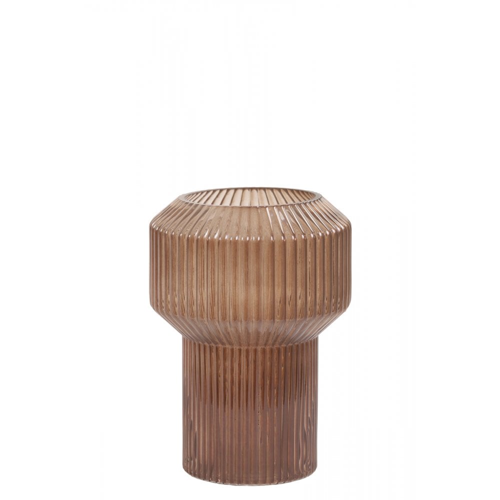 Leila Round Glass Vase in Dark Amber 16x23cm