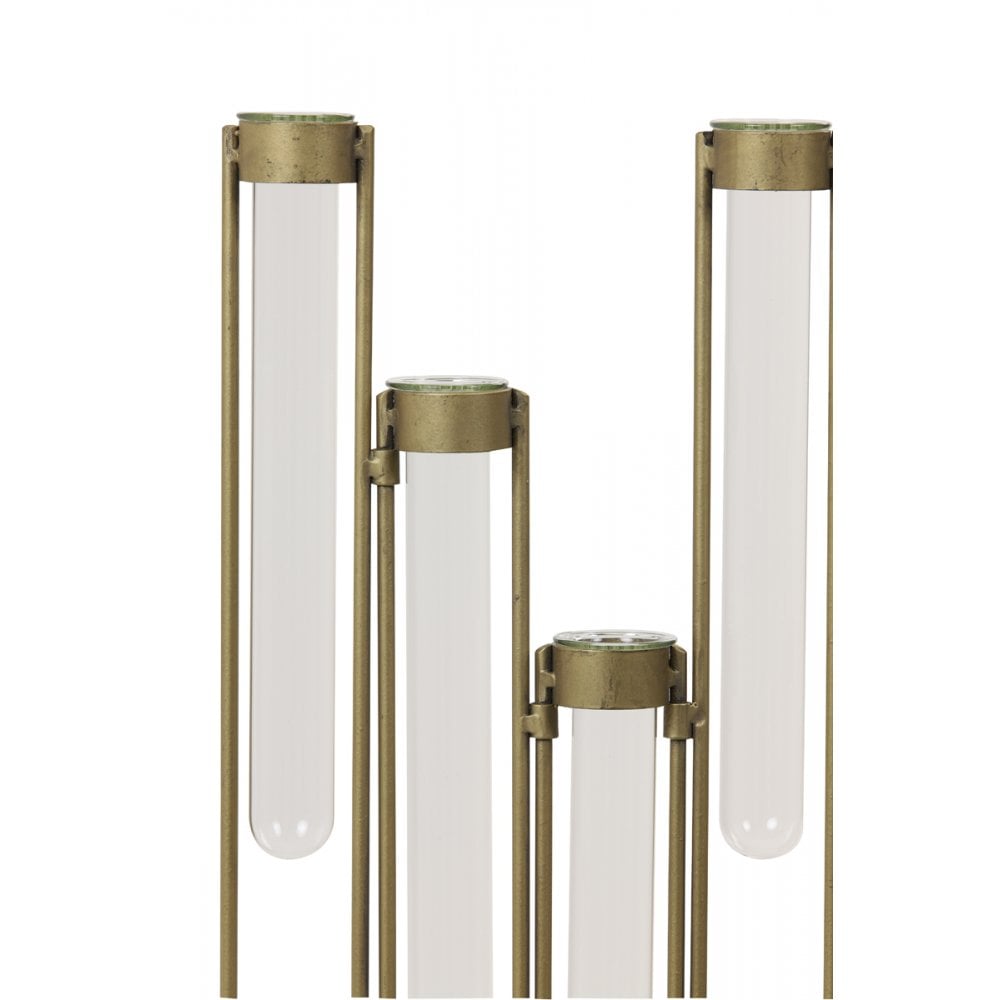 Antique Bronze Reimagined: Modern Open-Ring Metal Vase 39cm