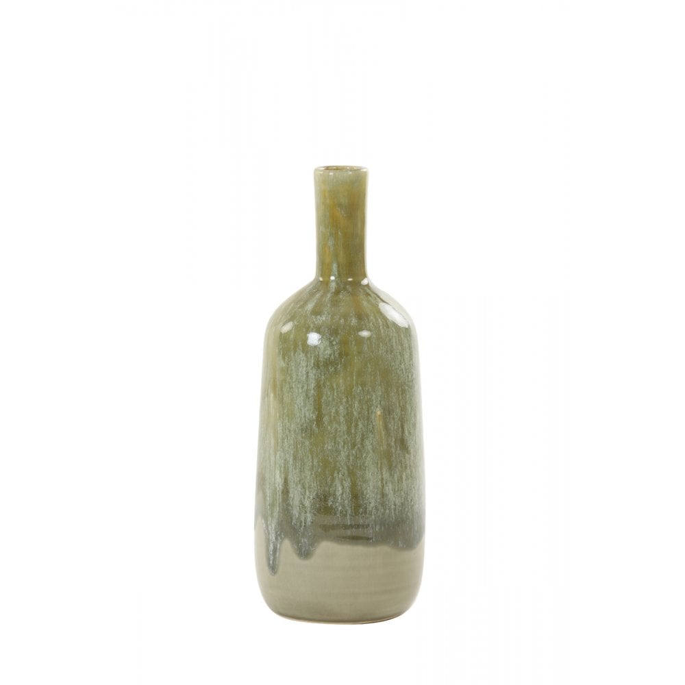 Olive Green Mariela Ceramic Vase - 12.5 x 33.5 cm
