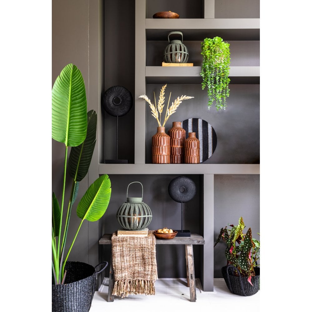 Elegant Caramel Round Ceramic Vase 15x30cm - Dalyan Collection