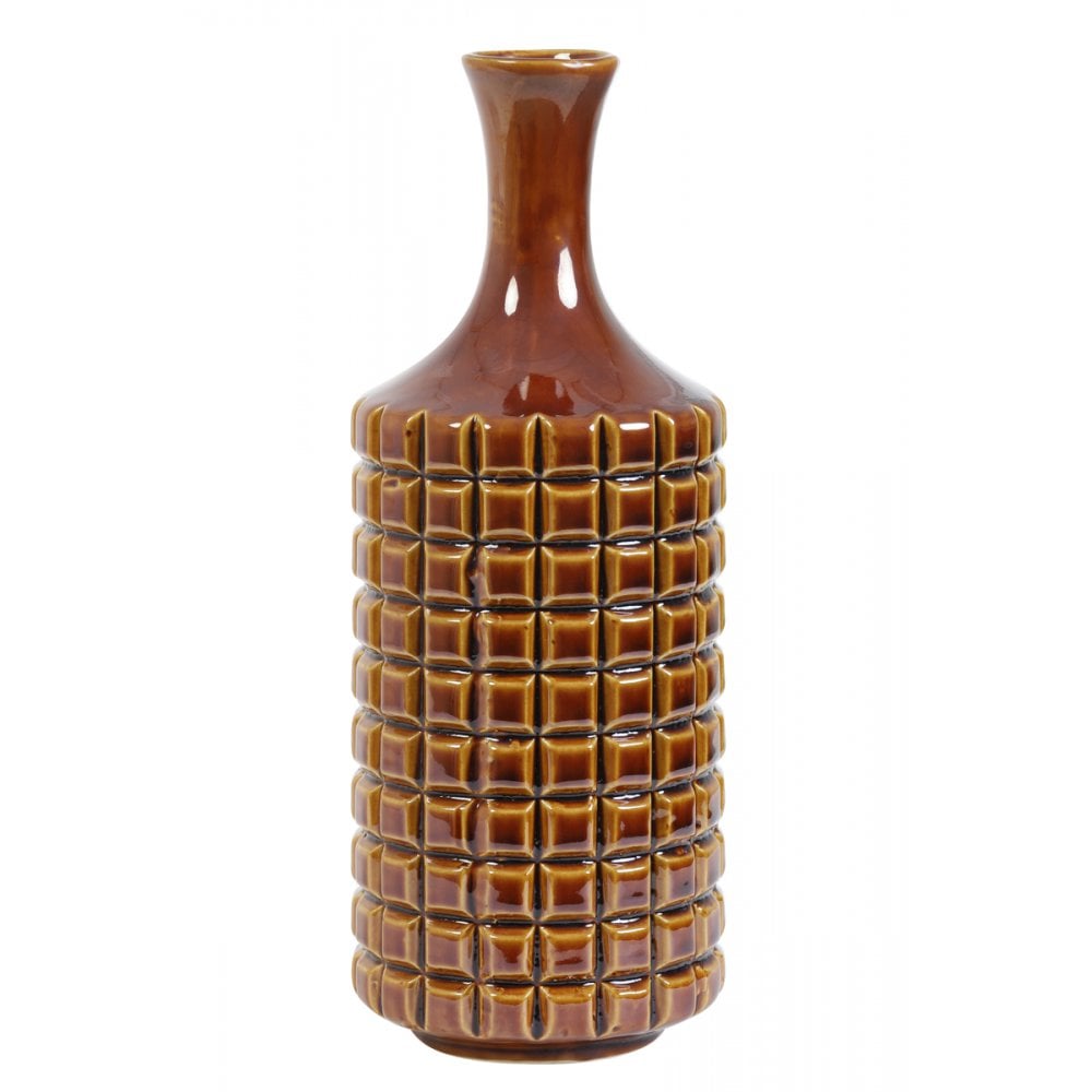 Elegant Brown Ceramic Vase - 13.5x35cm Deco by Danie