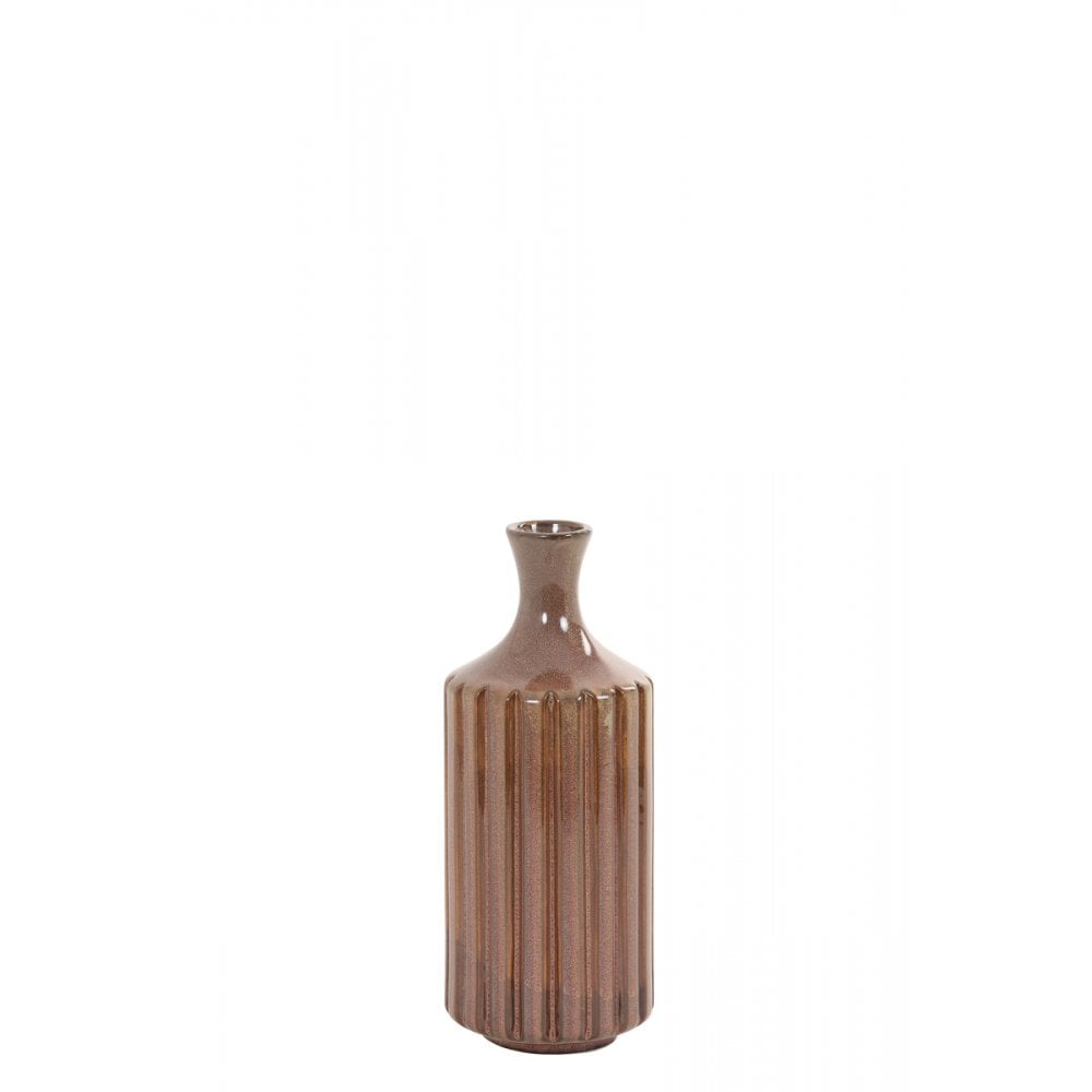 Elegant Dannee Brown Ceramic Vase - 10.5x25.5cm