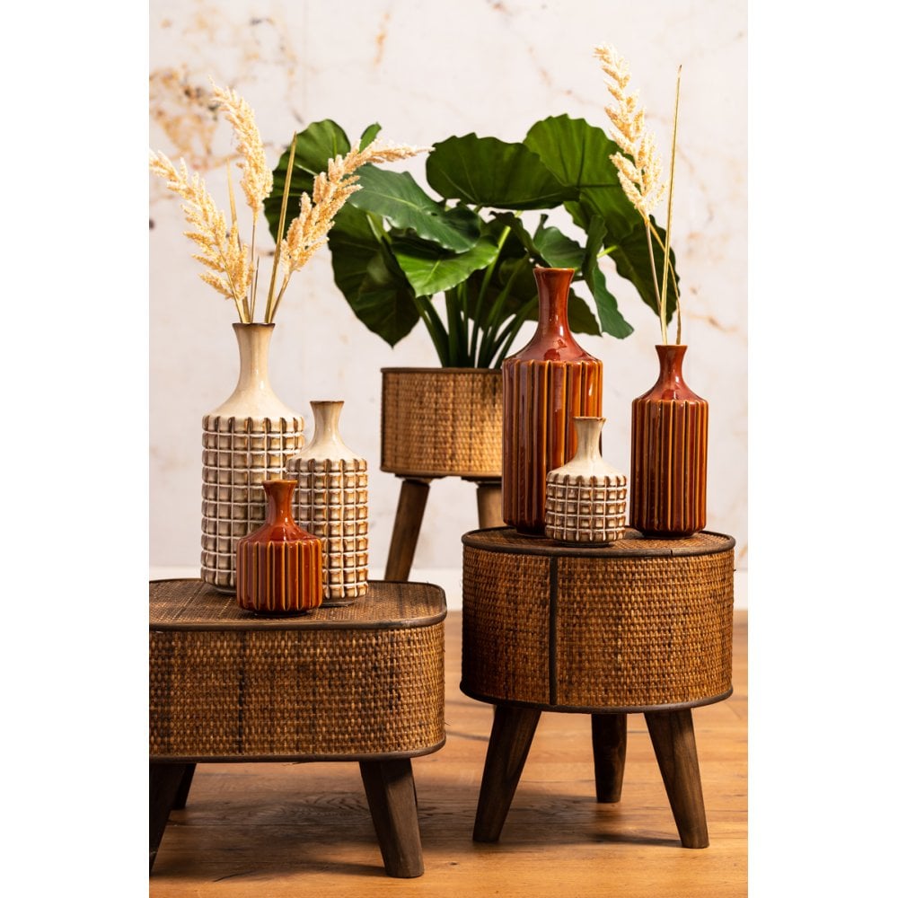 Elegant Dannee Brown Ceramic Vase - 10.5x25.5cm