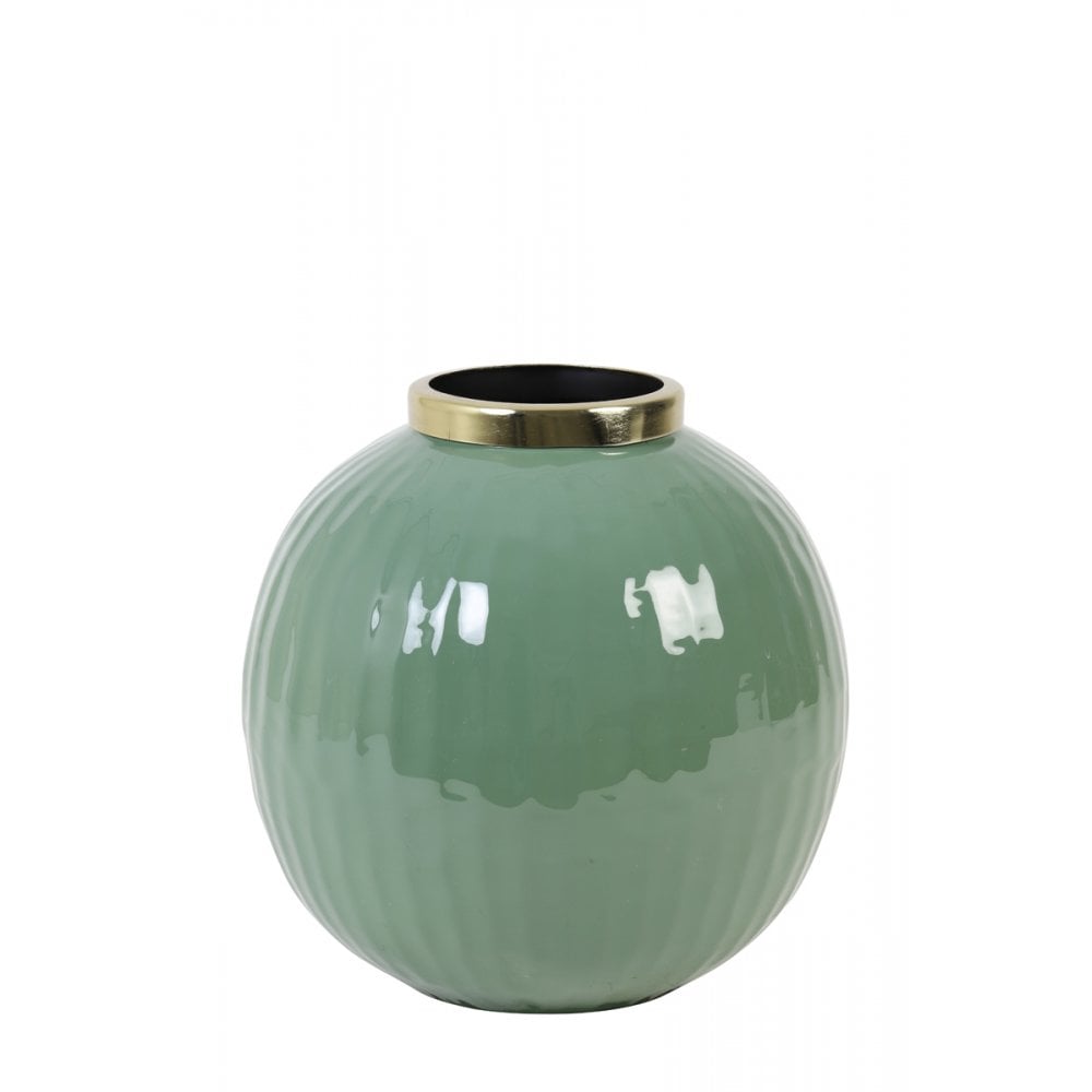 Elegant Green Metal Vase 26cm - Hubei Collection