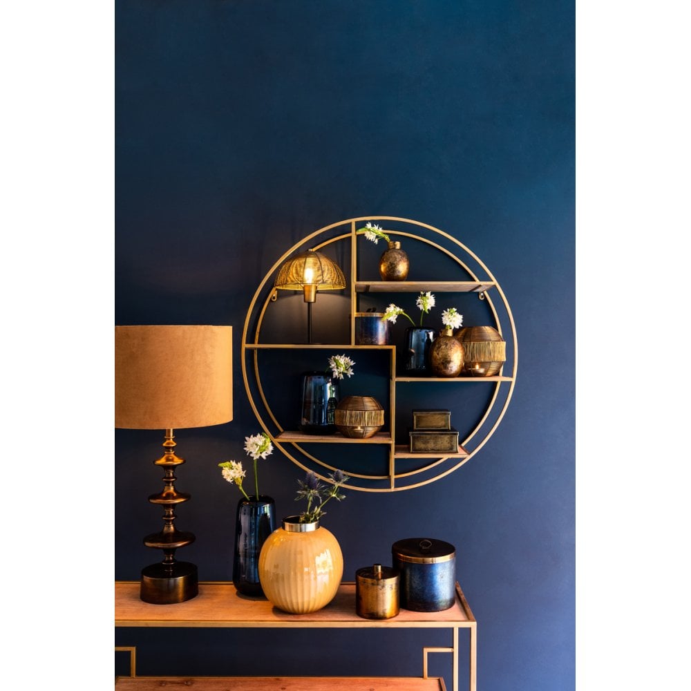 Blue Luster Glass Vase, 13x18cm, Round Design