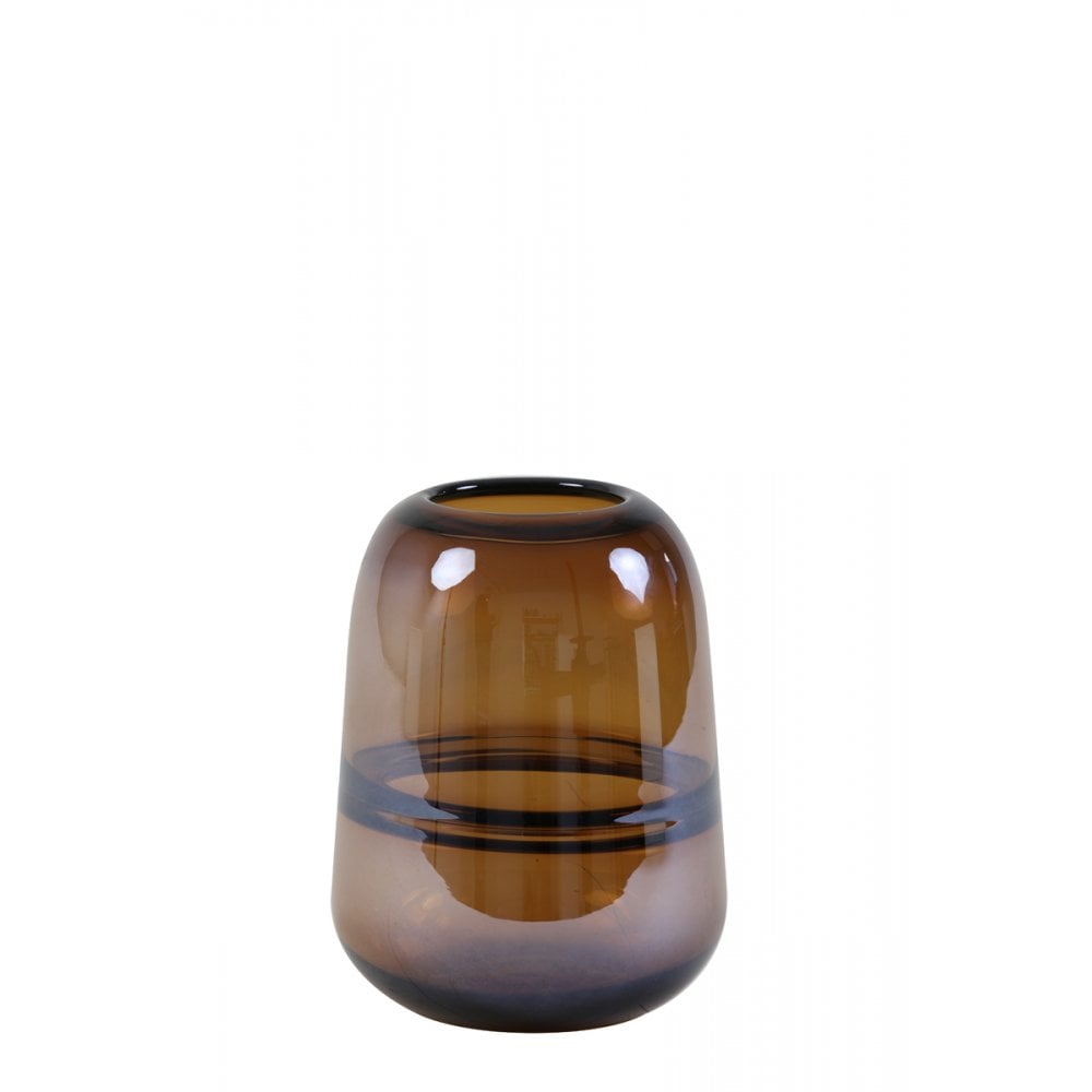 Ermida Round Glass Vase 13cm x 18cm in Brown Luster