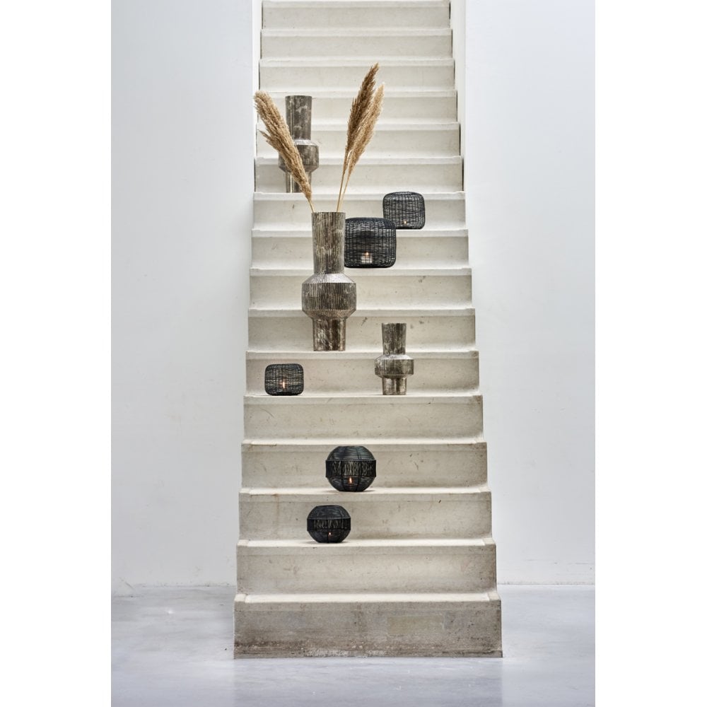 Sleek Black Pearl Metal Vase 23x60cm