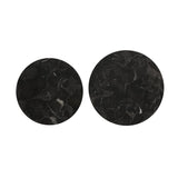 Round Alfio Nesting Coffee Tables Set in Brown Marble and Black Finish