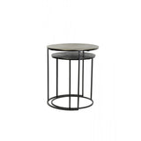 Modern Nesting Side Tables Set, Black-Bronze & Matte Black Finish