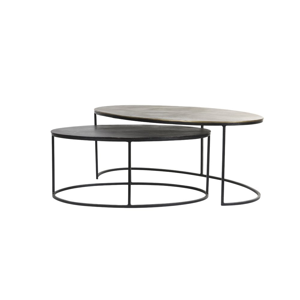 Paxson Bronze Duo Oval Coffee Tables Set (103x60x40cm + 80x48x33cm)
