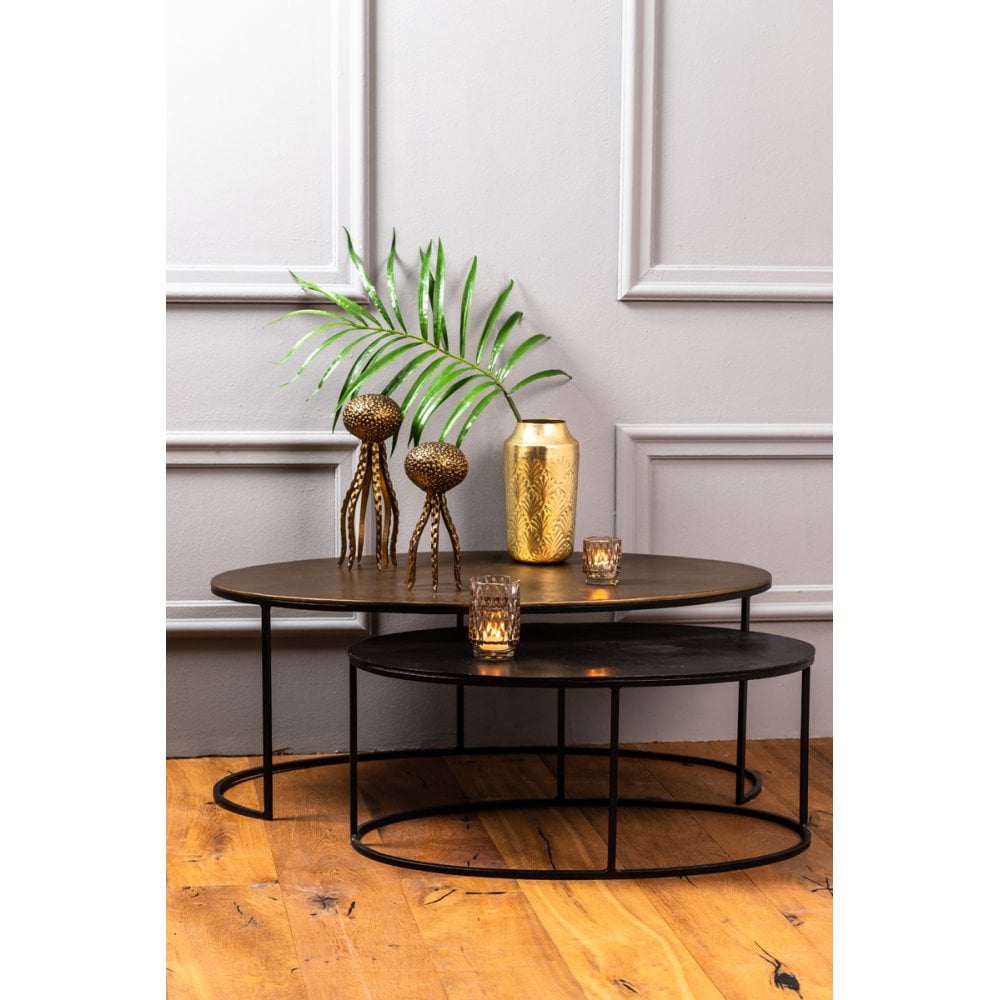 Paxson Bronze Duo Oval Coffee Tables Set (103x60x40cm + 80x48x33cm)