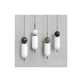 Anet Modern Pendant Lamp in Matt Black and Opal White