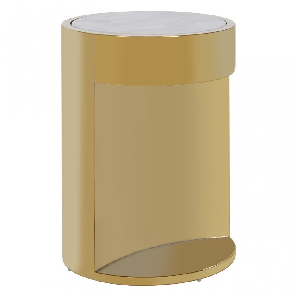 Carlos Round Side Table, Gold