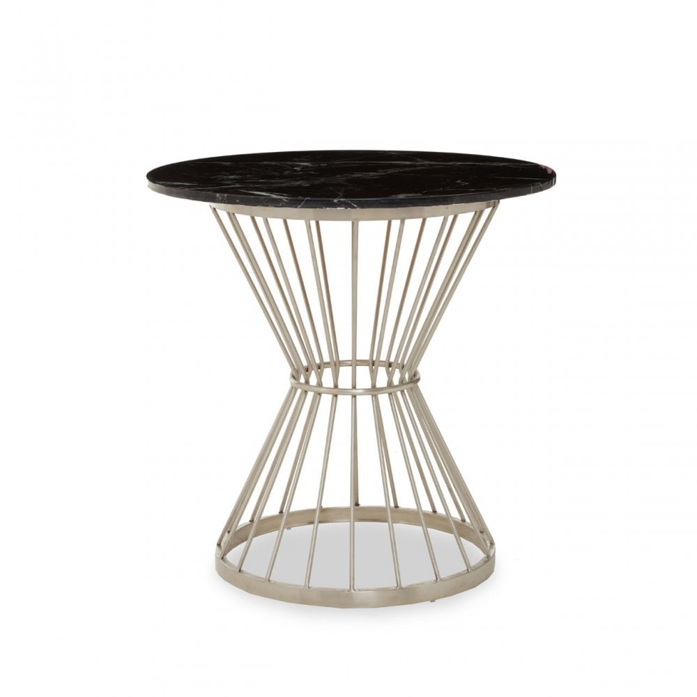 Anzio Black Marble Top Round Table, Black