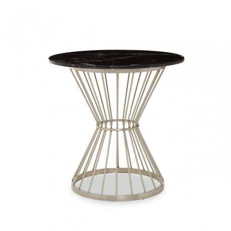 Anzio Black Marble Top Round Table, Black
