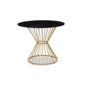 Anzio Black Glass Top Round Table, Gold