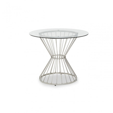 Anzio Clear Glass Top Round Table, Silver