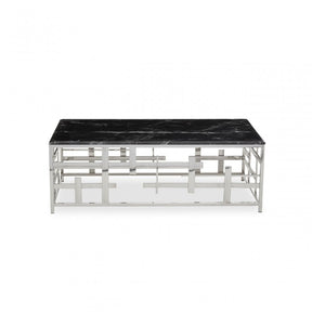 Aprilia Black Marble Coffee Table, Silver