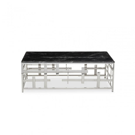 Aprilia Black Marble Coffee Table, Silver