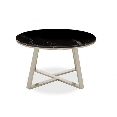 Alvaro Coffee Table With Black Marble Top, Silver