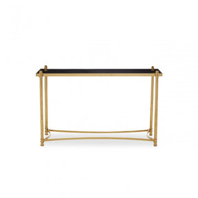 Ackley Black Glass Console Table, Gold