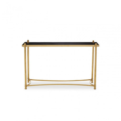 Ackley Black Glass Console Table, Gold