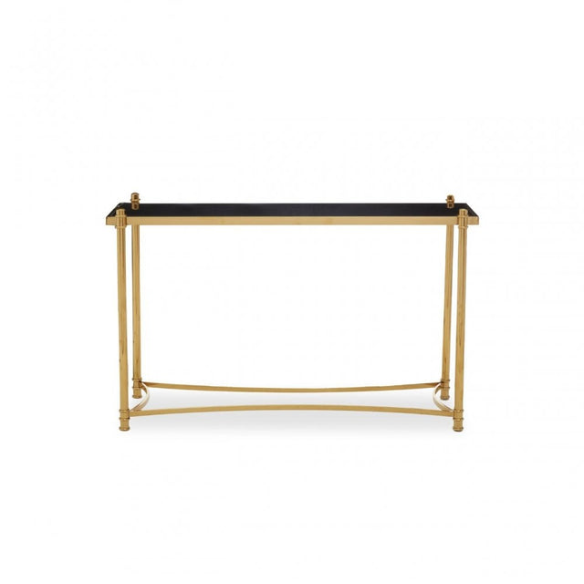 Ackley Black Glass Console Table, Gold