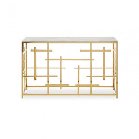 Aprilia White Marble Console Table, Gold