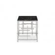 Aprilia Black Marble Side Table, Silver