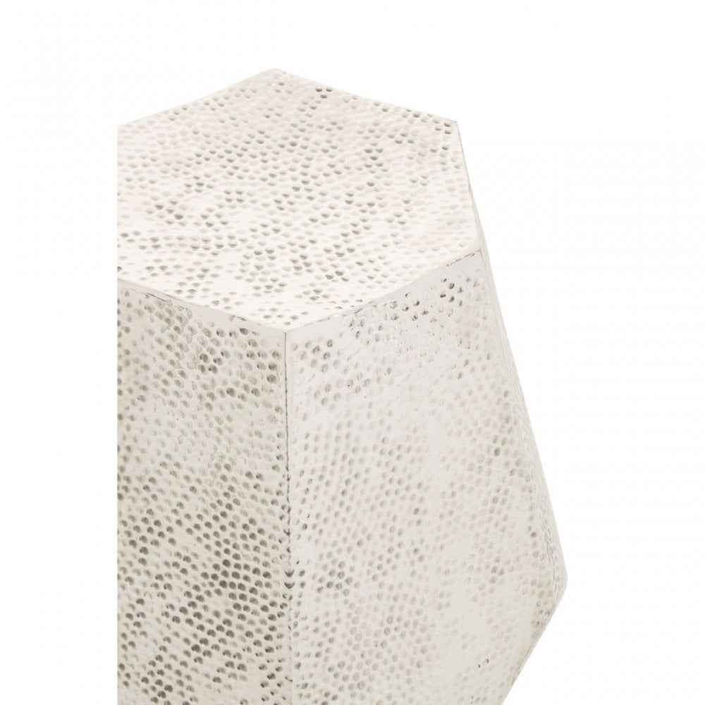 Rabia Drum Style Geometric Table, Grey