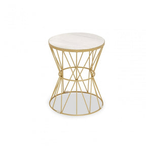 Rabia Side Table With Pinched Base, White