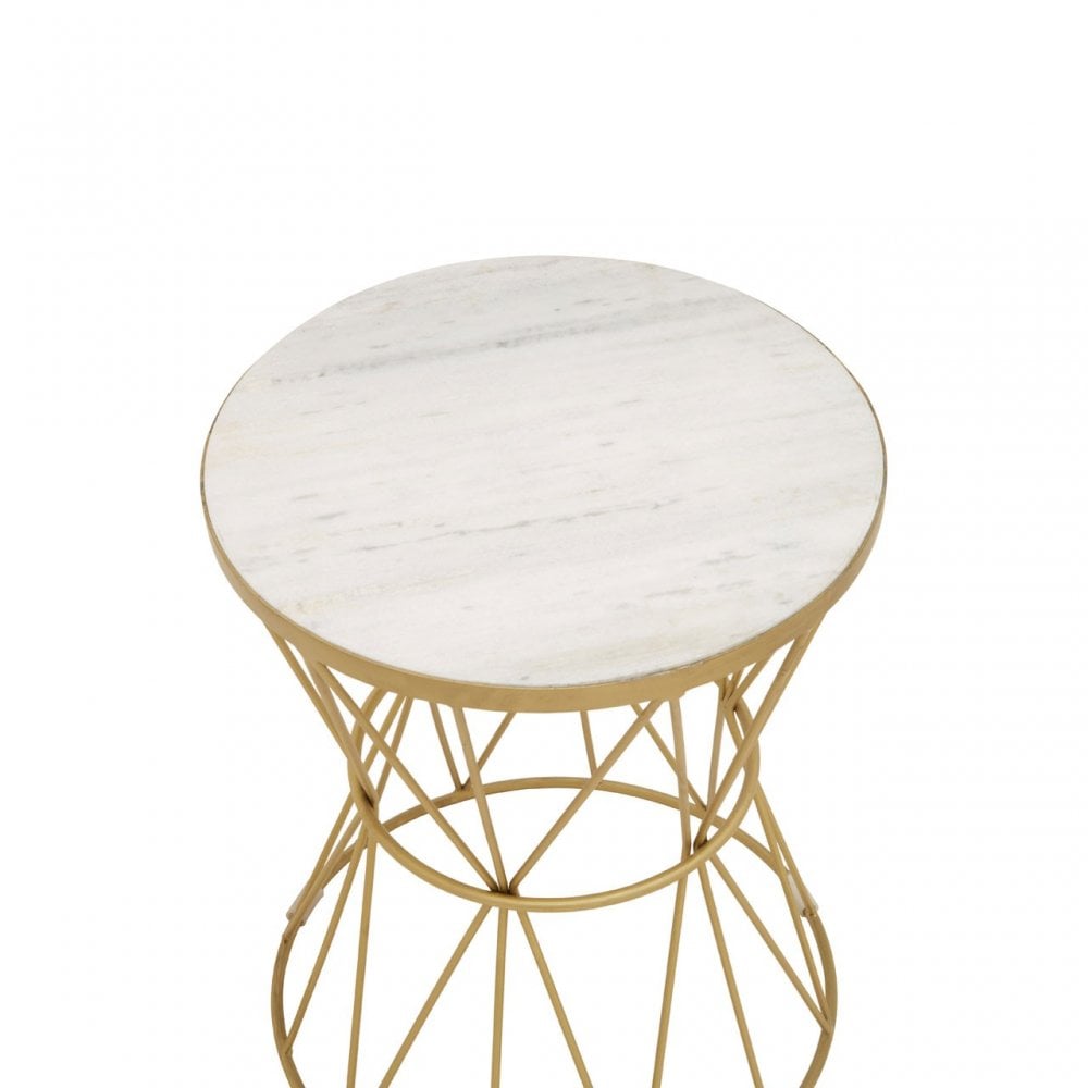 Rabia Side Table With Pinched Base, White