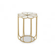 Rabia Petal Side Table With Mirrored Top, White