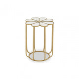 Rabia Petal Side Table With Mirrored Top, White
