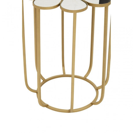 Rabia Petal Side Table With Mirrored Top, White