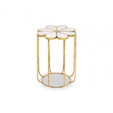 Rabia Petal Side Table With Marble Top, White