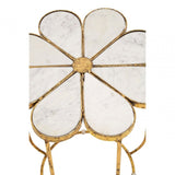 Rabia Petal Side Table With Marble Top, White
