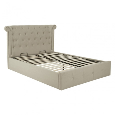 Edison Beige Double Ottoman Bed, Beige