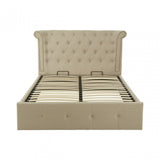 Edison Beige Double Ottoman Bed, Beige