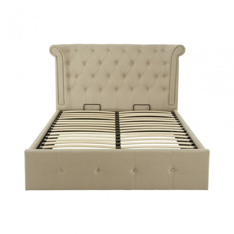 Edison Beige Double Ottoman Bed, Beige