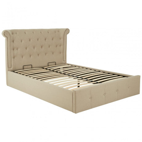 Edison Beige Double Ottoman Bed, Beige