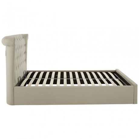 Edison Beige Double Ottoman Bed, Beige