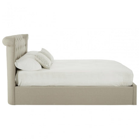 Edison Beige Double Ottoman Bed, Beige